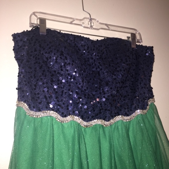 Deb homecoming formal dance sequins rhinestones glitter strapless dress SIZE 16 - Picture 11 of 11